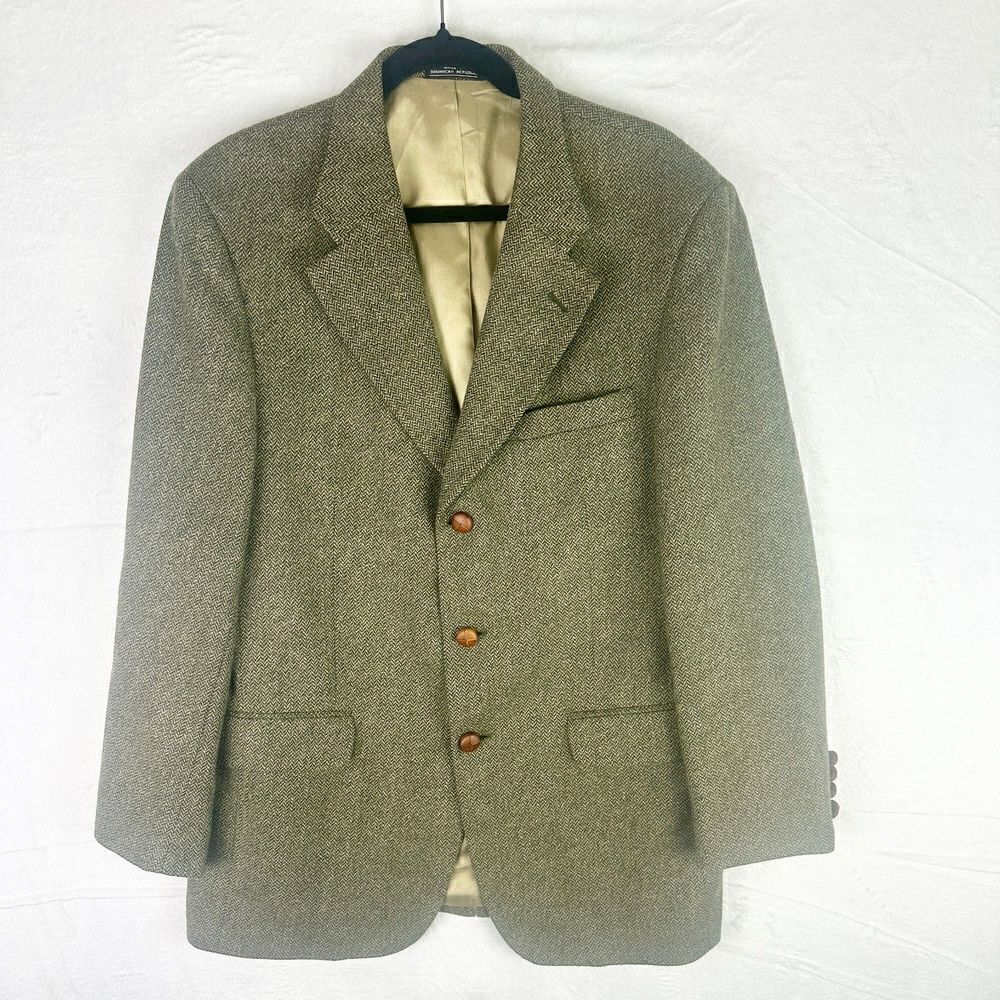 Saville Row Vintage Herringbone Tweed Wool Lambswool Blazer Size 40R
